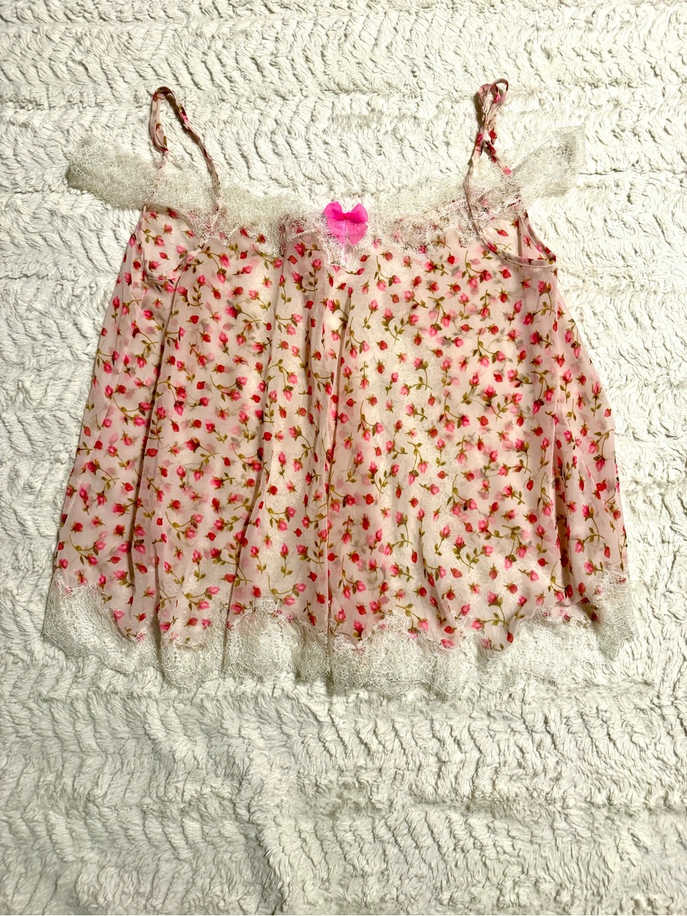VICTORIA’S SECRET 2013 FLORAL LACE CAMI TOP PINK ROSEBUD COQUETTE M